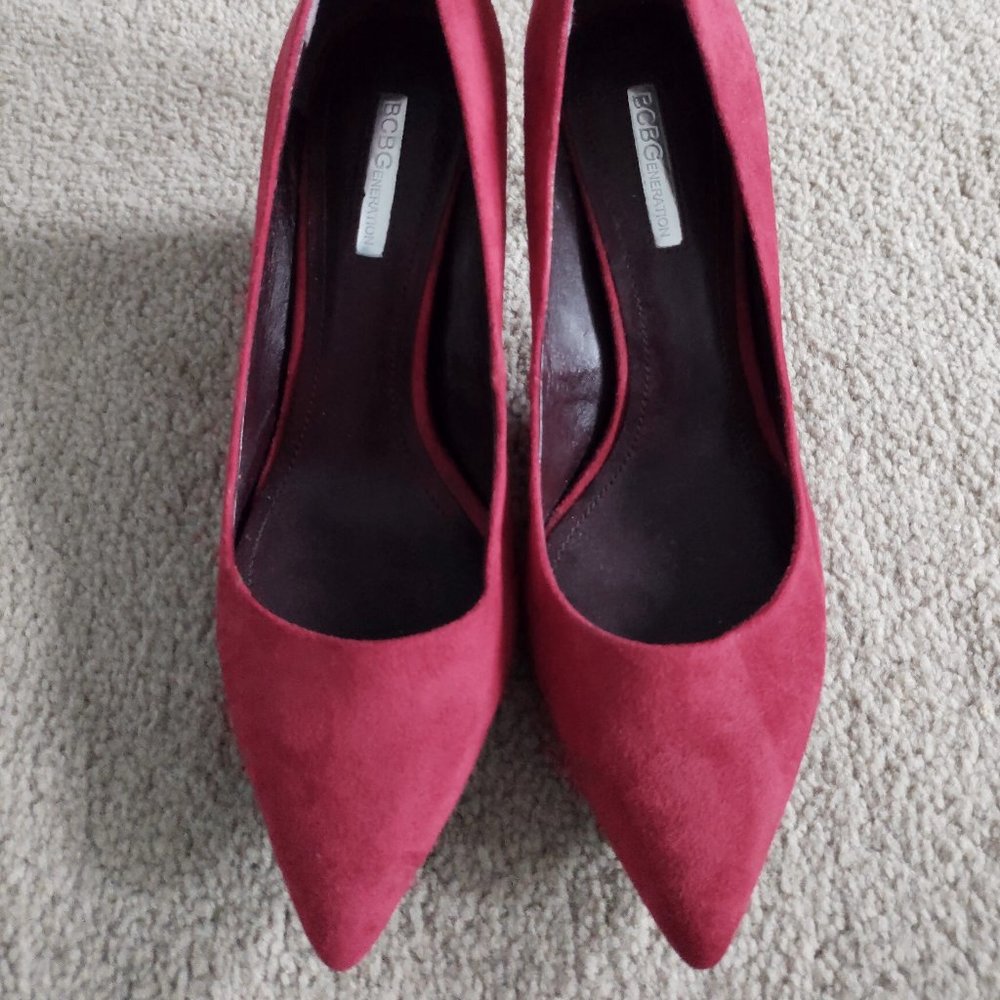 Red Suede Pumps - Picture 2 of 8